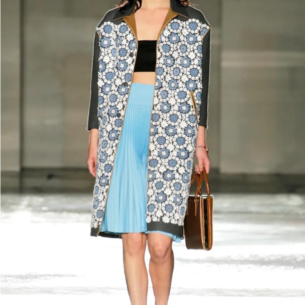 Prada Blue Pleated Midi Skirt